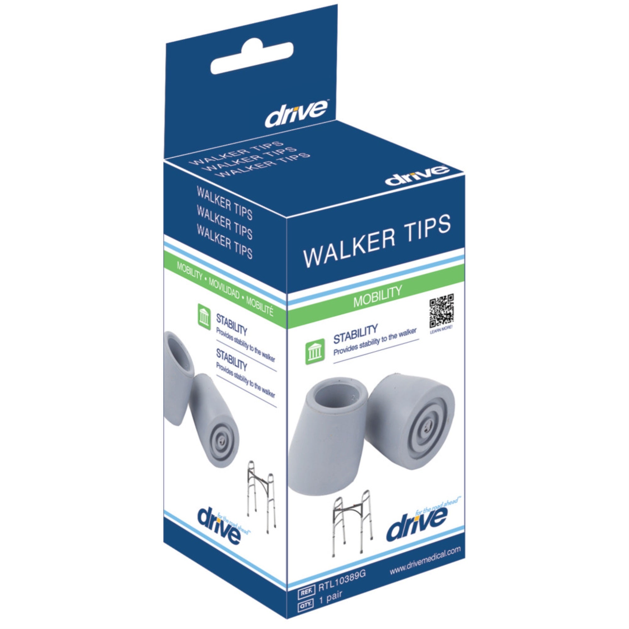Drive Medical Replacement Utility Tips For Canes, Walkers And Commodes, Grey