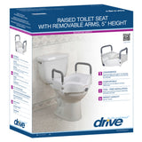 Elevated Raised Toilet Seat With Removable Padded Arms, Standard Seat
