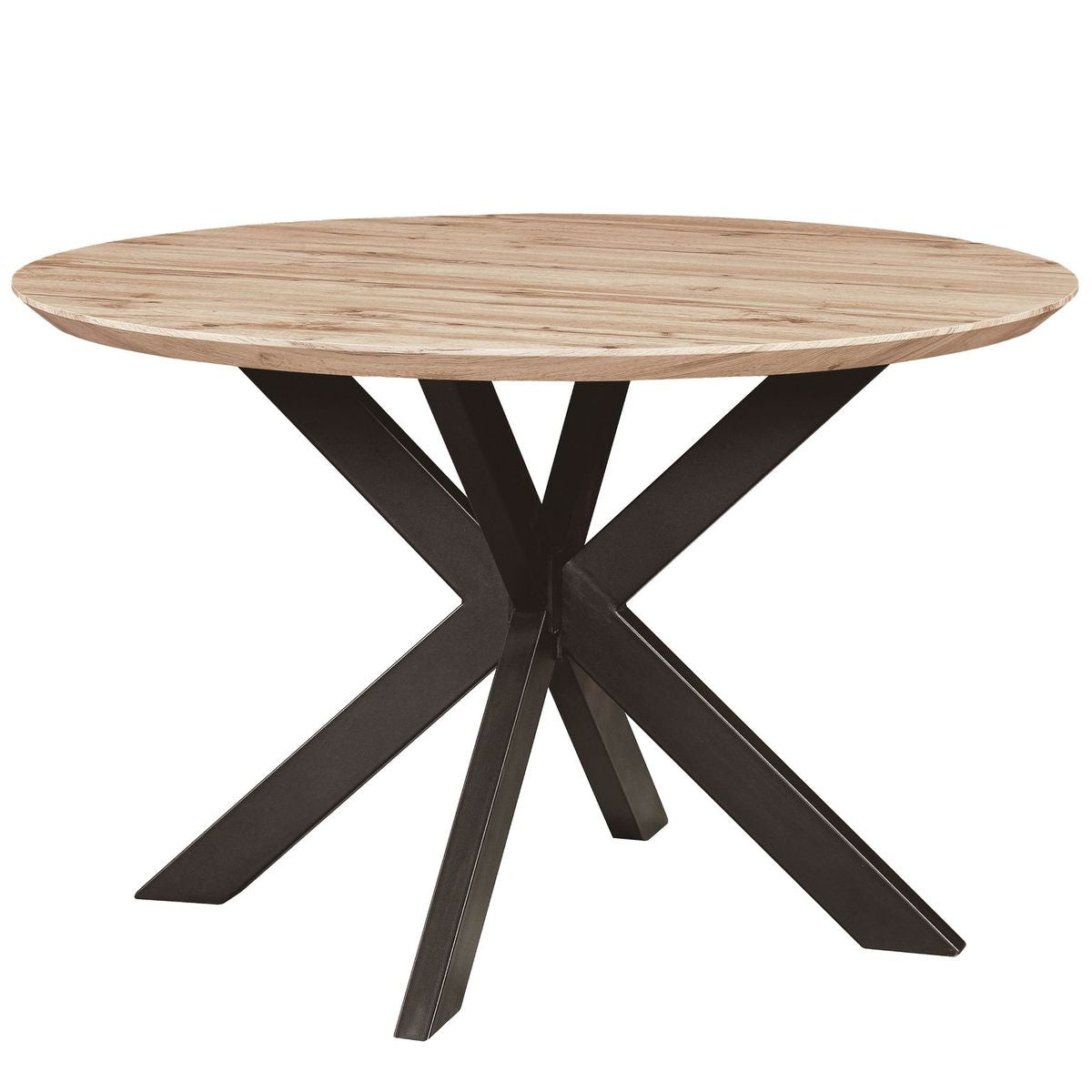 Leisuremod Ravenna 47 Round Wood Dining Table With Modern Metal Base