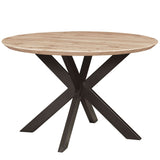 Leisuremod Ravenna 47 Round Wood Dining Table With Modern Metal Base