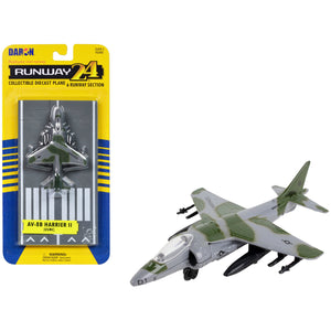 Mcdonnell Douglas Av-8B Harrier Ii Attack Aircraft Green Camouflage United States Marine Corps With Runway Section Diecast M