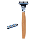 Union Razors Rz1 Wooden Handle Safety Razor With Replaceable Blade - Traditional Shaver - Wood