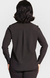 Resort Vee Long Sleeve Popover Shirt - Black