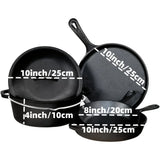 3PCS Cast Iron Skillet Set (6/8/10 Inch) Pre-Seasoned, Heavy-Duty Pans for Oven, Grill & Campfire, Even Heat, Non-Stick Surface