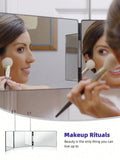 Three-sided mirror 360-degree three-fold hair styling mirror with lighting - a personal use beauty mirror suitable for hair styling