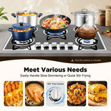 5 Burners Built-in Gas Stove, Dual Fuel NG/LPG Convertible Gas Hob, Oversized Cooking Surface 30.31*20.08” for Home Kitchens, Restaurants