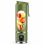 450ml Portable Juicer Blender Cup 12 Stainless Steel Blades 3 Speed Modes USB Charging Digital Screen Travel Smoothie Maker Rechargeable Mini Fruit Juice Mixer Easy To Clean For Sports Office Camping