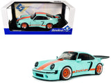 2025 Porsche 911 KSR by Khyzyl Saleem Blue Racer Light Blue with Orange Stripes 1/18 Diecast Model Car by Solido
