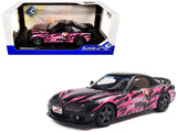 1994 Mazda RX7 (FDRS) RHD (Right Hand Drive) Itasha Club Black Metallic with Pink Graphics 1/18 Diecast Model Car by Solido