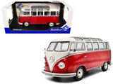 1962 Volkswagen T1 Samba Bus Red and White 1/18 Diecast Model Car by Solido