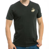 Military V-Neck Tee, Marines, Black, S