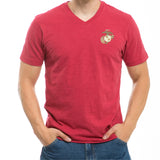 Military V-Neck Tee,Marines, Cardinal, S