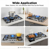 5 Burners Built-in Gas Stove, Dual Fuel NG/LPG Convertible Gas Hob, Oversized Cooking Surface 30.31*20.08” for Home Kitchens, Restaurants