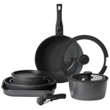 SucceBuy 17 Pcs Nonstick Cookware Set Granite Pots and Pans Set Induction Cookwares Kitchen Cooking Set w/Frying Sauce Saute Pan