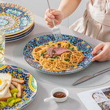 vancasso 24 PCS Ceramic Dinnerware Set Porcelain Bohemian Style Dinnerware with Dinner/Dessert Plate/Cereal/Pasta Bowl For 6