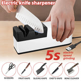 5 in 1 Electric Knife Sharpener Fast 5 Second Grinding Kitchen Automatic Knife Sharpening Machine with Rough & Fine Grinding Wheel for Chef Knives Fruit Cleaver Scissors USB Powered