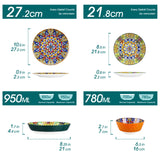 vancasso 24 PCS Ceramic Dinnerware Set Porcelain Bohemian Style Dinnerware with Dinner/Dessert Plate/Cereal/Pasta Bowl For 6