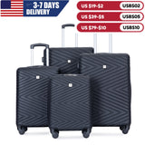 Travelhouse Luggage Set 4-Piece ABS Suitcase With Spinner Wheels, 24 Inch and 28 Inch with TSA Lock, 16, 20 Inch Carry On Luggage