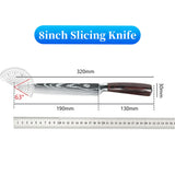 9 Types of Stainless Steel Kitchen Knife, Japanese Chef Knife, Meat Cleaver, Santoku, Bread, Boning, Slicing, Fruit Knife with Gift Box