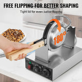 SucceBuy Commercial Egg Bubble Waffle Maker 1400W Non-Stick Stainless Steel Bubble Puff w/180° Rotatable 2 Pans & Wooden Handles