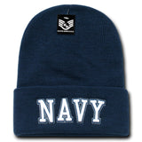 Military Long Beanies, Navy Text, Navy