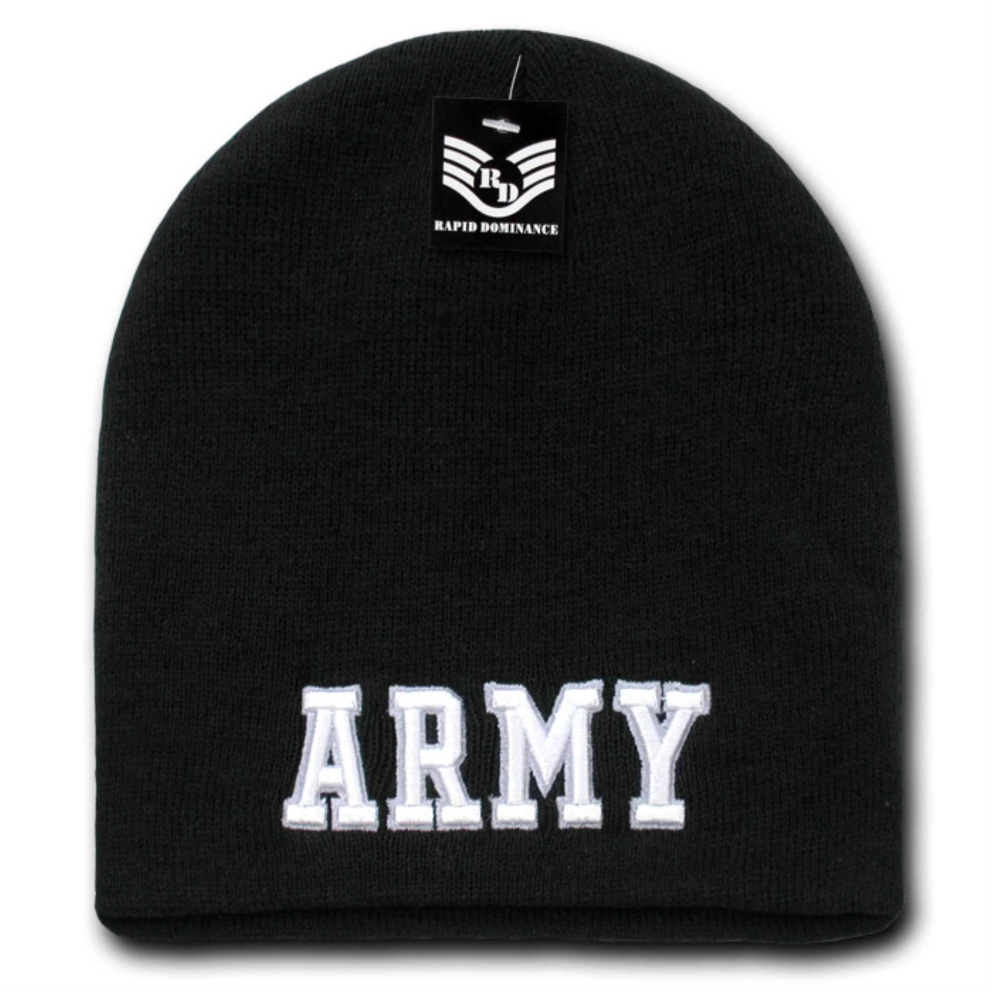 Military Work Beanies, Army Text, Black