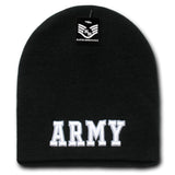 Military Work Beanies, Army Text, Black
