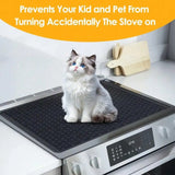 Premium 28"X20" Silicone Stove Top Cover Mat Heat Resistant Glass Cooktop Protector Multi Purpose Black Pad For RV Range Dish Drying Under Sink Pet Feeding Kitchen Storage Ideal Housewarming Gift