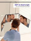 Three-sided mirror 360-degree three-fold hair styling mirror with lighting - a personal use beauty mirror suitable for hair styling