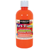 Art-Time Washable Fluorescent Orange Tempera Paint, 16oz