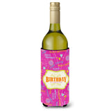Happy Birthday Pink Wine Bottle Beverage Insulator Beverage Insulator Hugger