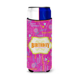 Happy Birthday Pink Ultra Beverage Insulators For Slim Cans Sb3001Muk