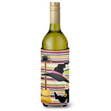 Witch Costume And Broom On Stripes Halloween Wine Bottle Beverage Insulator Beverage Insulator Hugger
