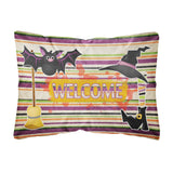 Caroline'S Treasures Witch Costume & Broom On Stripes Halloween Fabric Decorative Pillow, Large, Multicolor
