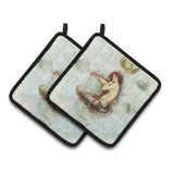 Caroline'S Treasures Mermaids & Mermen Pair Of Pot Holders Sb3047Pthd, 7.5Hx7.5W, Multicolor