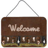 Caroline'S Treasures Welcome Mat With Cows Aluminum Metal Wall Or Door Hanging Prints, 8 X 12