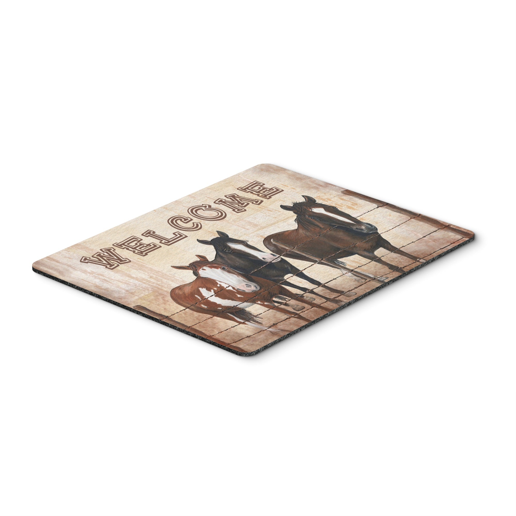 Caroline'S Treasures Welcome Mat With Horses Mouse Pad/Hot Pad/Trivet (Sb3059Mp)