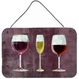 Caroline'S Treasures Three Glasses Of Wine Purple Wall Or Door Hanging Prints, 8 X 12