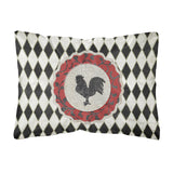 Caroline'S Treasures Rooster Harlequin Black & White Canvas Fabric Decorative Pillow, Large, Multicolor