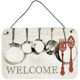 Caroline'S Treasures Pots And Pans Welcome Aluminum Metal Wall Or Door Hanging Prints, 8 X 12