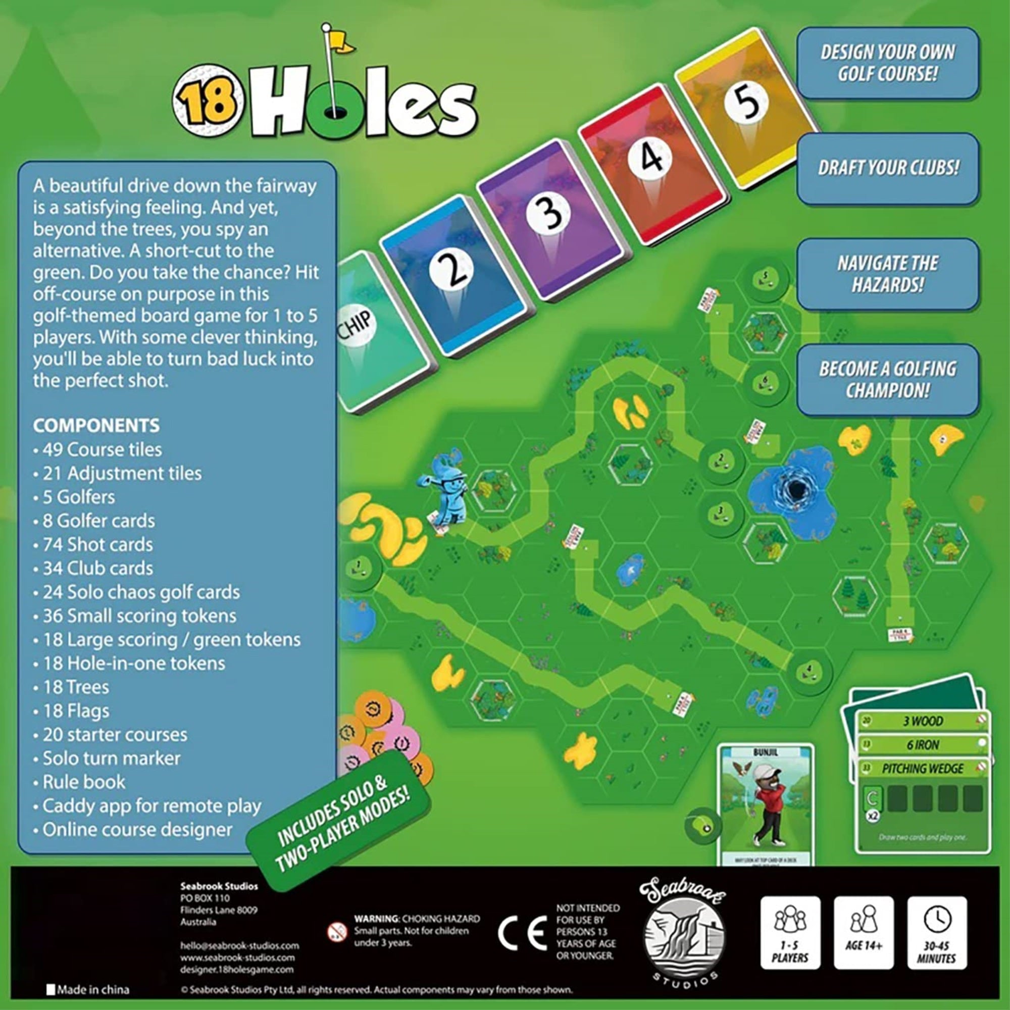 Seabrook Studios 18 Holes: Second Edition Base Game - Compete To Create A Golf Course, Seabrook Studios, Ages 14+, 1-5 Players ,