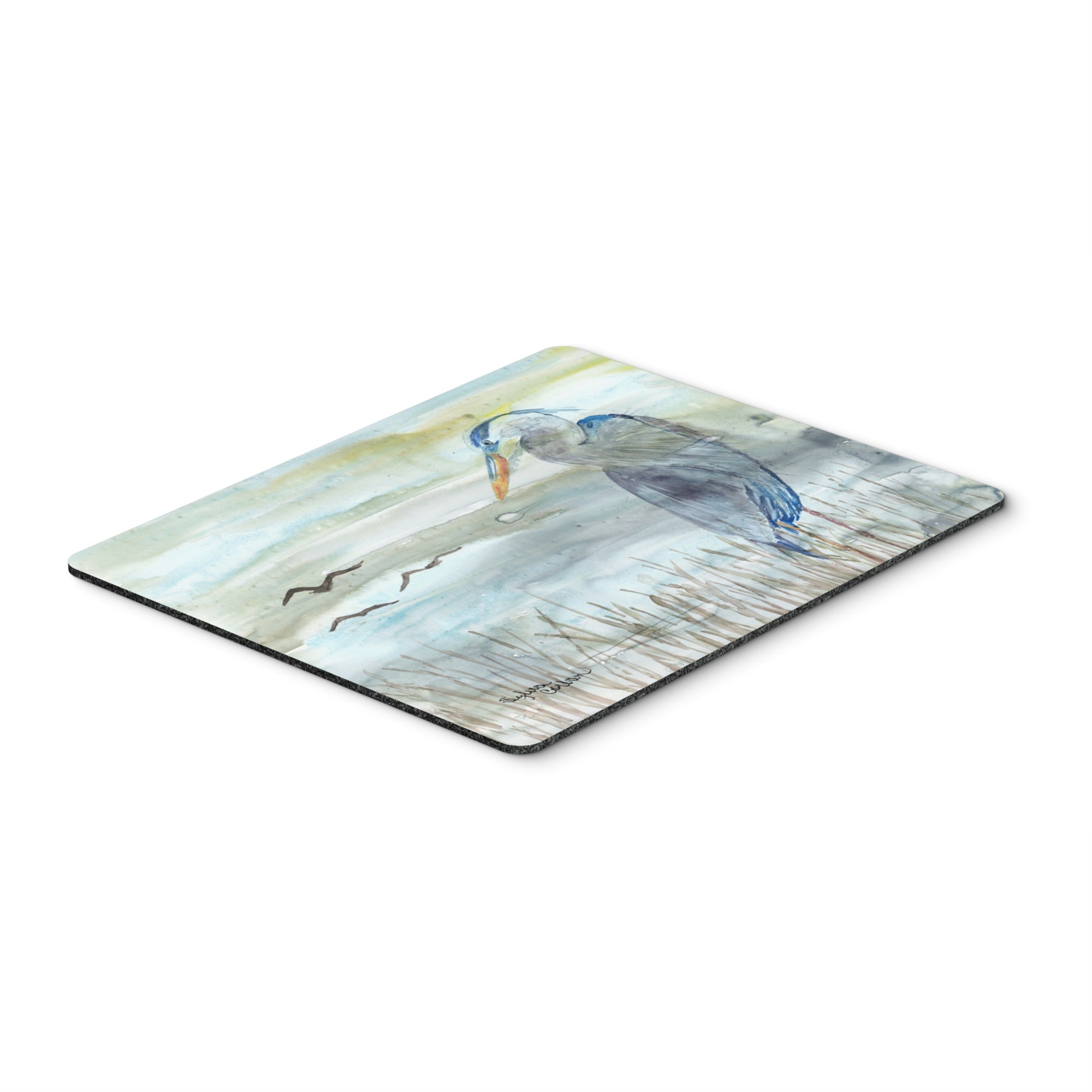 Blue Heron Watercolor Mouse Pad, Hot Pad Or Trivet