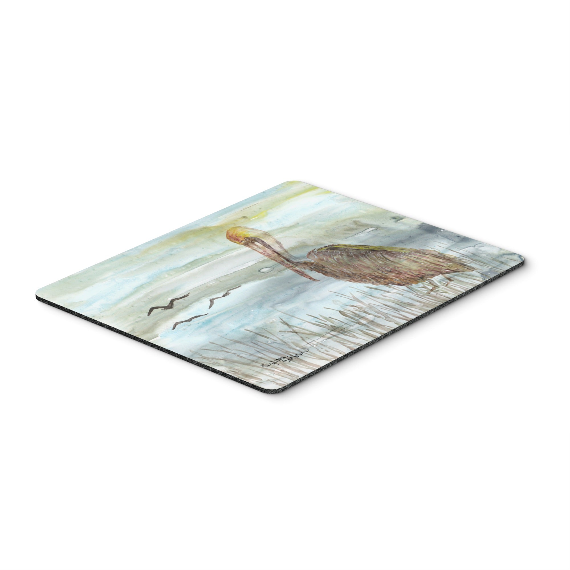 Brown Pelican Watercolor Mouse Pad, Hot Pad Or Trivet