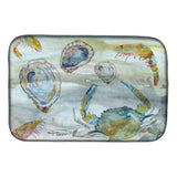 Caroline'S Treasures Sc2010Ddm Crab, Shrimp And Oyster Watercolor Dish-Drying-Mats, 14X21, Multicolor
