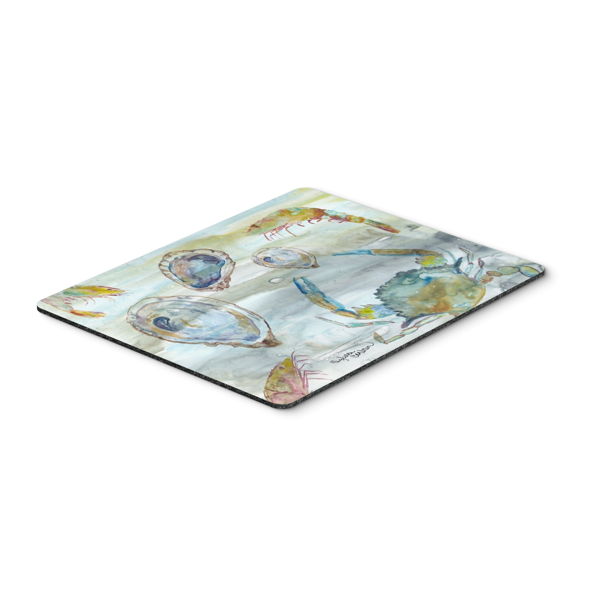 Crab, Shrimp And Oyster Watercolor Mouse Pad, Hot Pad Or Trivet