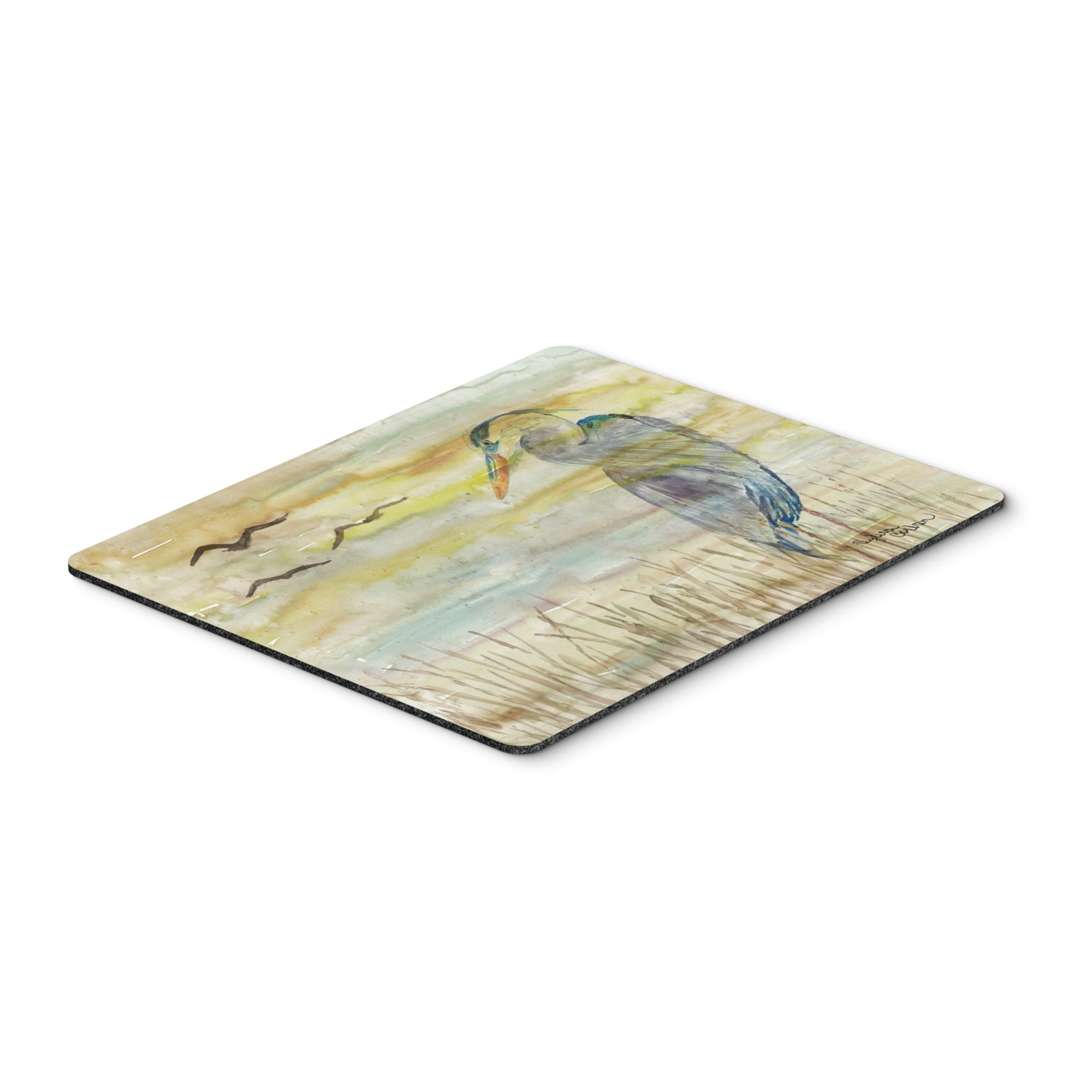 Blue Heron Yellow Sky Mouse Pad, Hot Pad Or Trivet