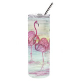 Caroline'S Treasures Flamingos Double Walled Stainless Steel 20 Oz Skinny Travel-Insulated-Tumblers, Multicolor
