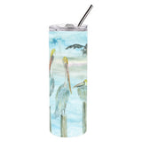 Caroline'S Treasures Pelicans In Blue Double Walled Stainless Steel 20 Oz Skinny Travel-Insulated-Tumblers, Multicolor