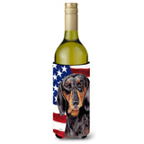 Usa American Flag With Dachshund Wine Bottle Beverage Insulator Beverage Insulator Hugger