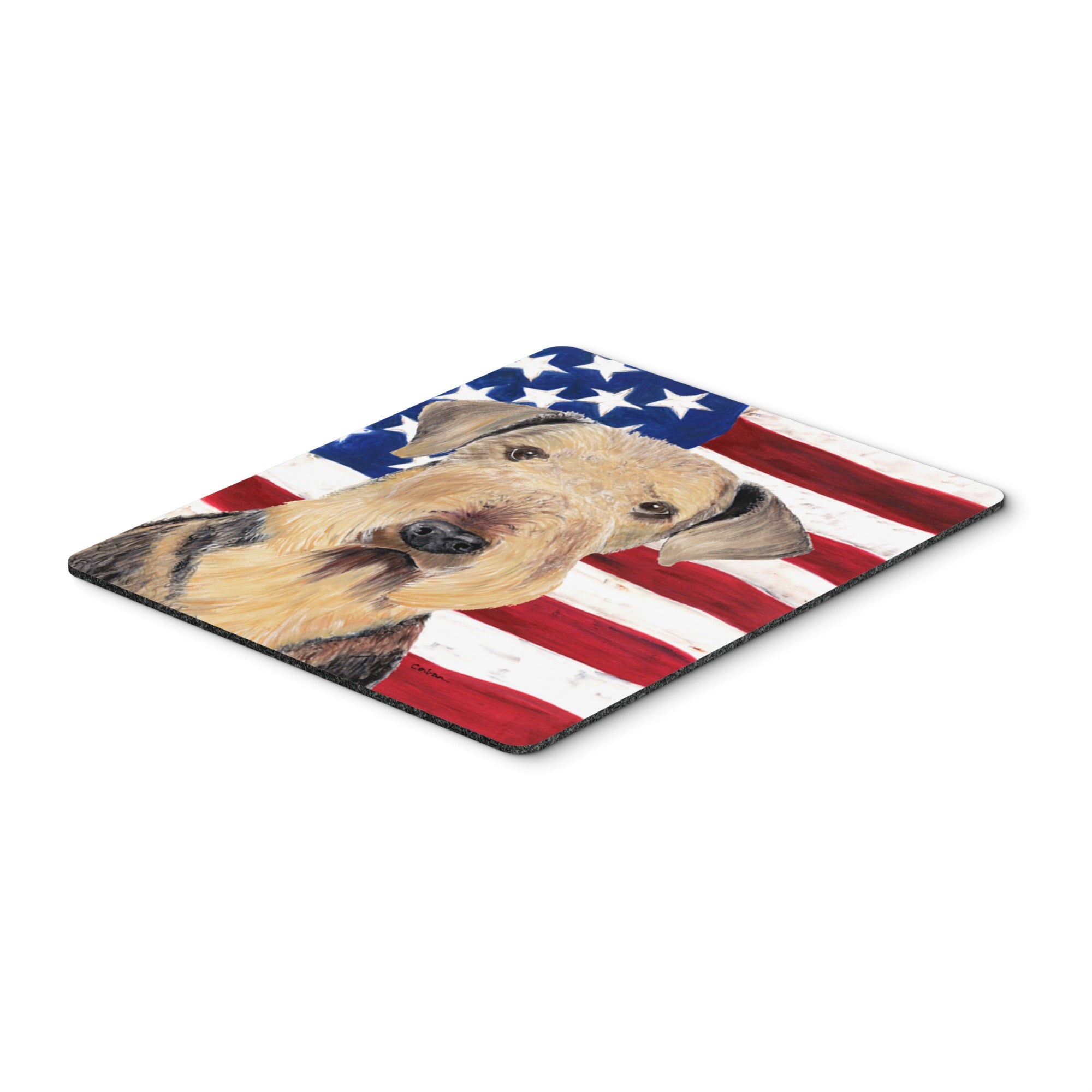 Caroline'S Treasures Mouse/Hot Pad/Trivet, Usa American Flag With Airedale (Sc9007Mp)